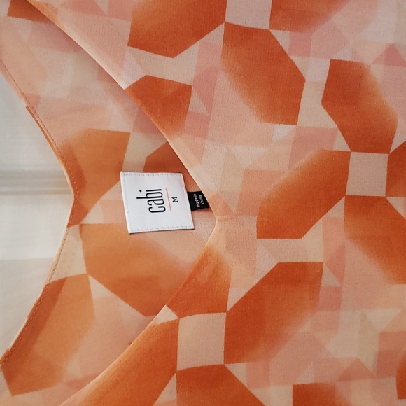 Cabi Sleeveless Blouse in Fun Orange pattern Size M - Picture 3 of 4